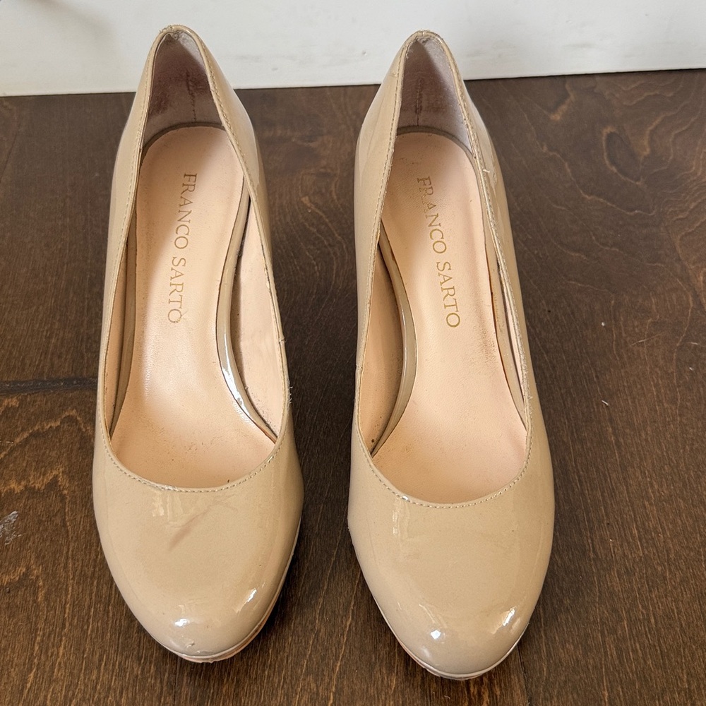 Franco Sarto Nude Patent Leather Pumps